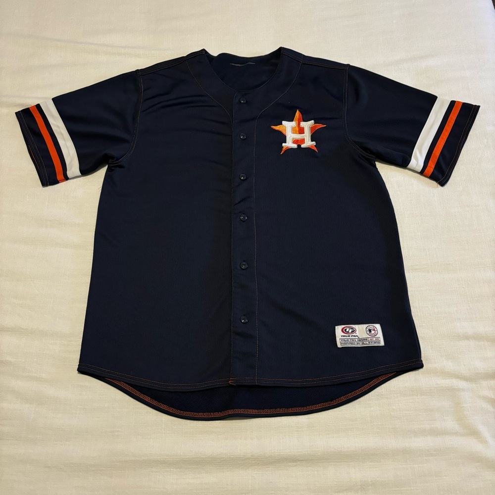 MLB Navy and Orange Men's Jersey